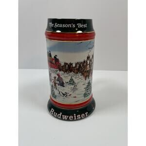 1991 Budweiser “The Season’s Best” Holiday Stein- Clydesdales Winter Scene